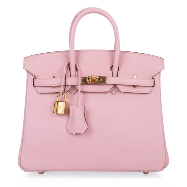 Delicate Cherry Blossom Pink Ultra Smooth Matte Compact Box Hand Tote With Polished Golden Twist Lock Hardware And Coordinating Soft Pink Suspended Metal Padlock Charm