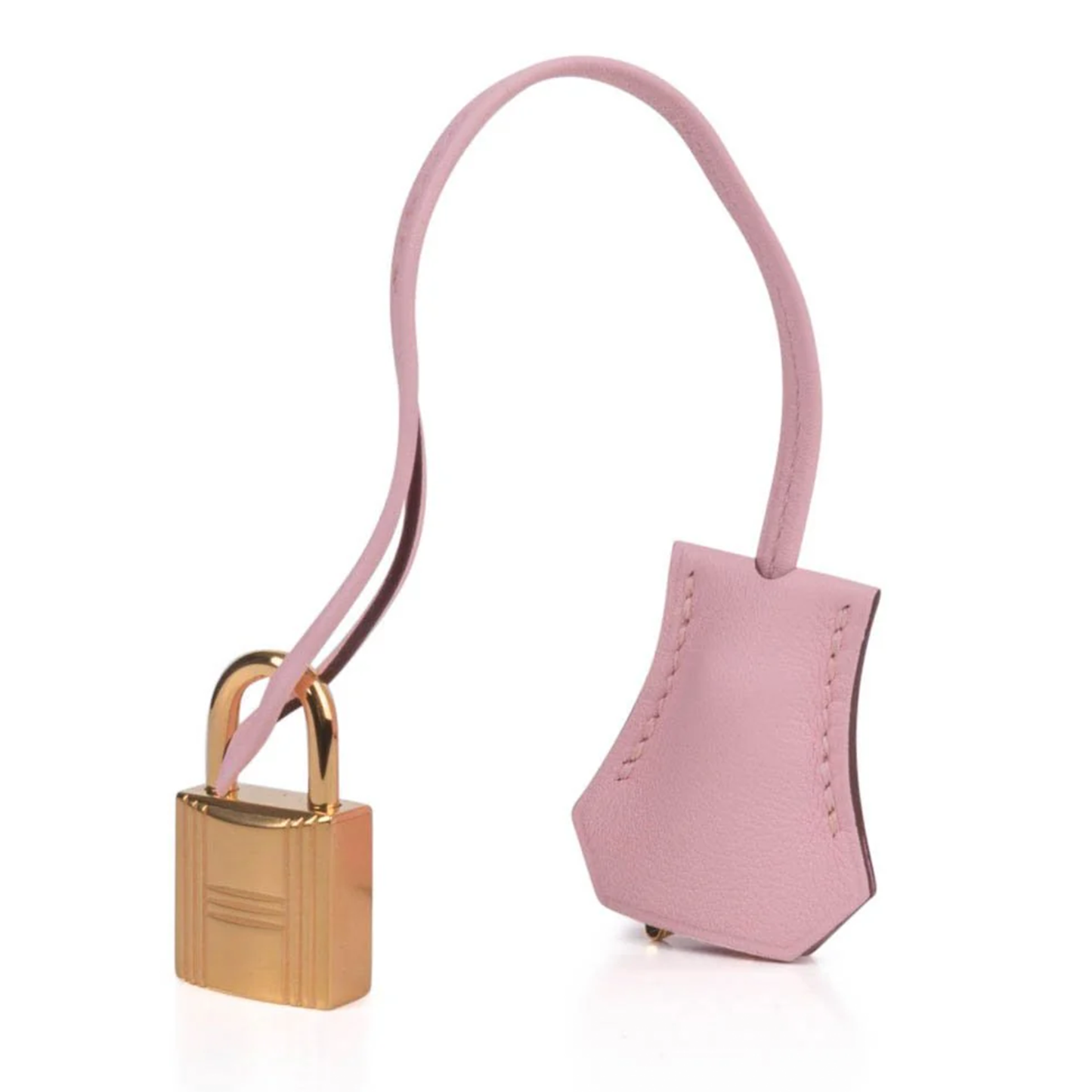 Delicate Cherry Blossom Pink Ultra Smooth Matte Compact Box Hand Tote With Polished Golden Twist Lock Hardware And Coordinating Soft Pink Suspended Metal Padlock Charm
